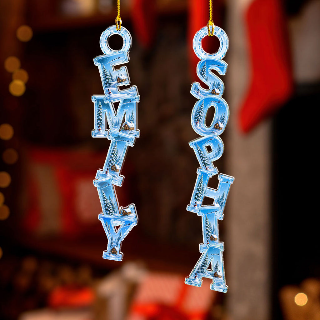 Custom Letter Christmas Ornament & Stocking Tag with Name • Winter Is Calling - Personalized Acrylic Ornament