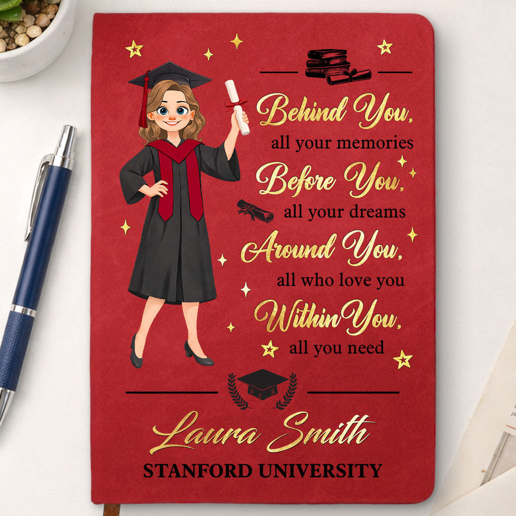 Graduation Journal Custom Name School Year For Daughter, Son • Degree In Hand - Personalized Leather Journal