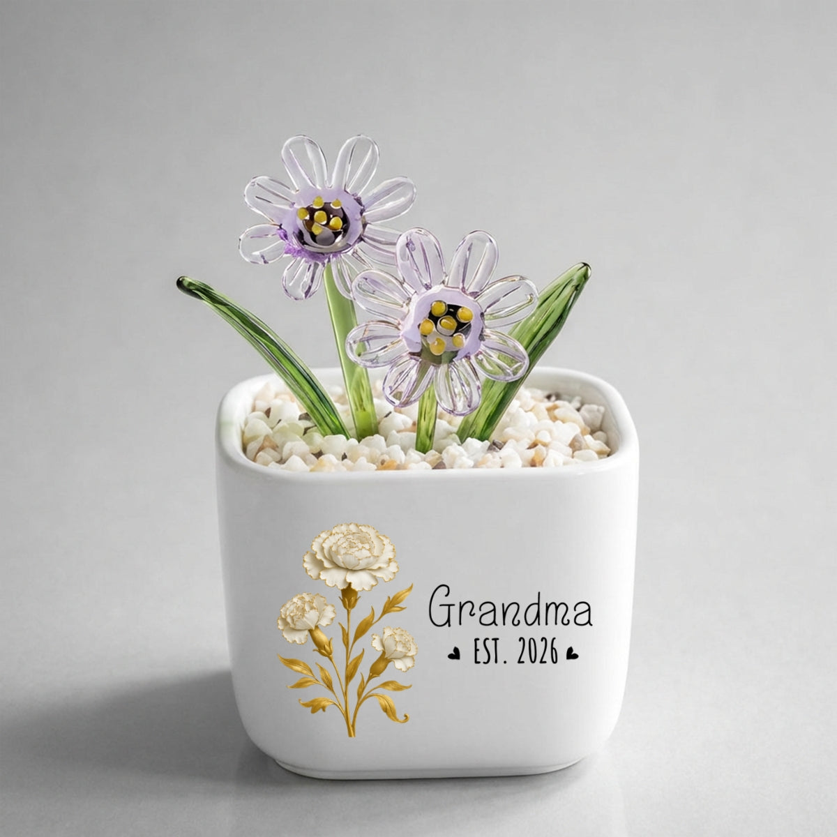 Flowers For Mom - Personalized Glass Birth Month Flower