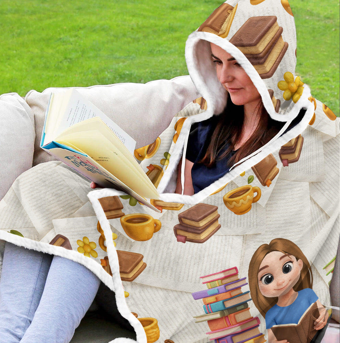 Custom Christmas Birthday Gift For Book Lovers, Bookworms, Reader • Book Lover Reading - Personalized Hooded Blanket