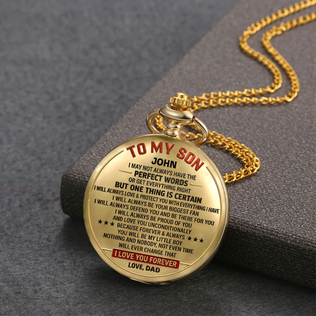 Mom To Son I Will Always - Personalized Print Pocket Watch