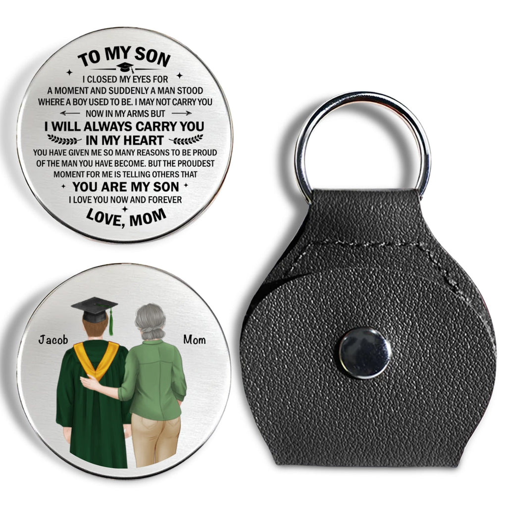 Custom Coin Keychain for Son, Father's Day Birthday Gifts • Graduation Gift Proud Son - Personalized Pocket Hug