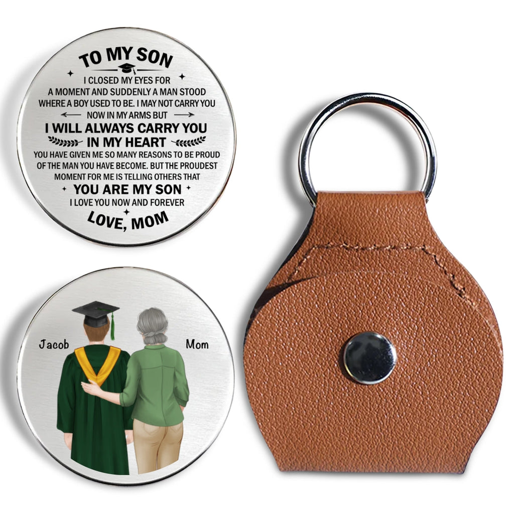 Custom Coin Keychain for Son, Father's Day Birthday Gifts • Graduation Gift Proud Son - Personalized Pocket Hug