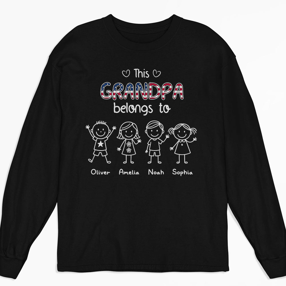 Custom Christmas & Birthday Gift for Grandpa • This Grandpa Belongs To Us America - Personalized Shirt