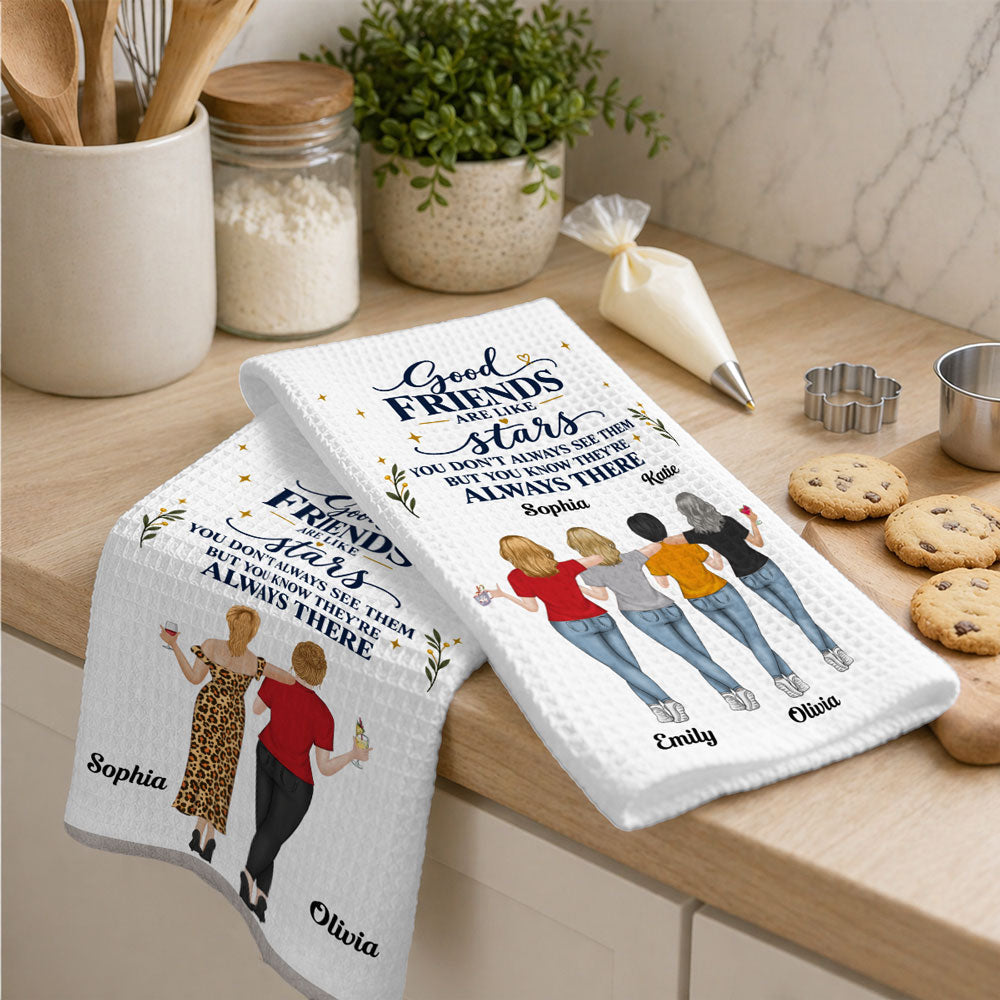 Custom Sister Kitchen Towel With Names, Birthday Christmas Gift For Sister Sibling • Always There - Personalized Kitchen Towel