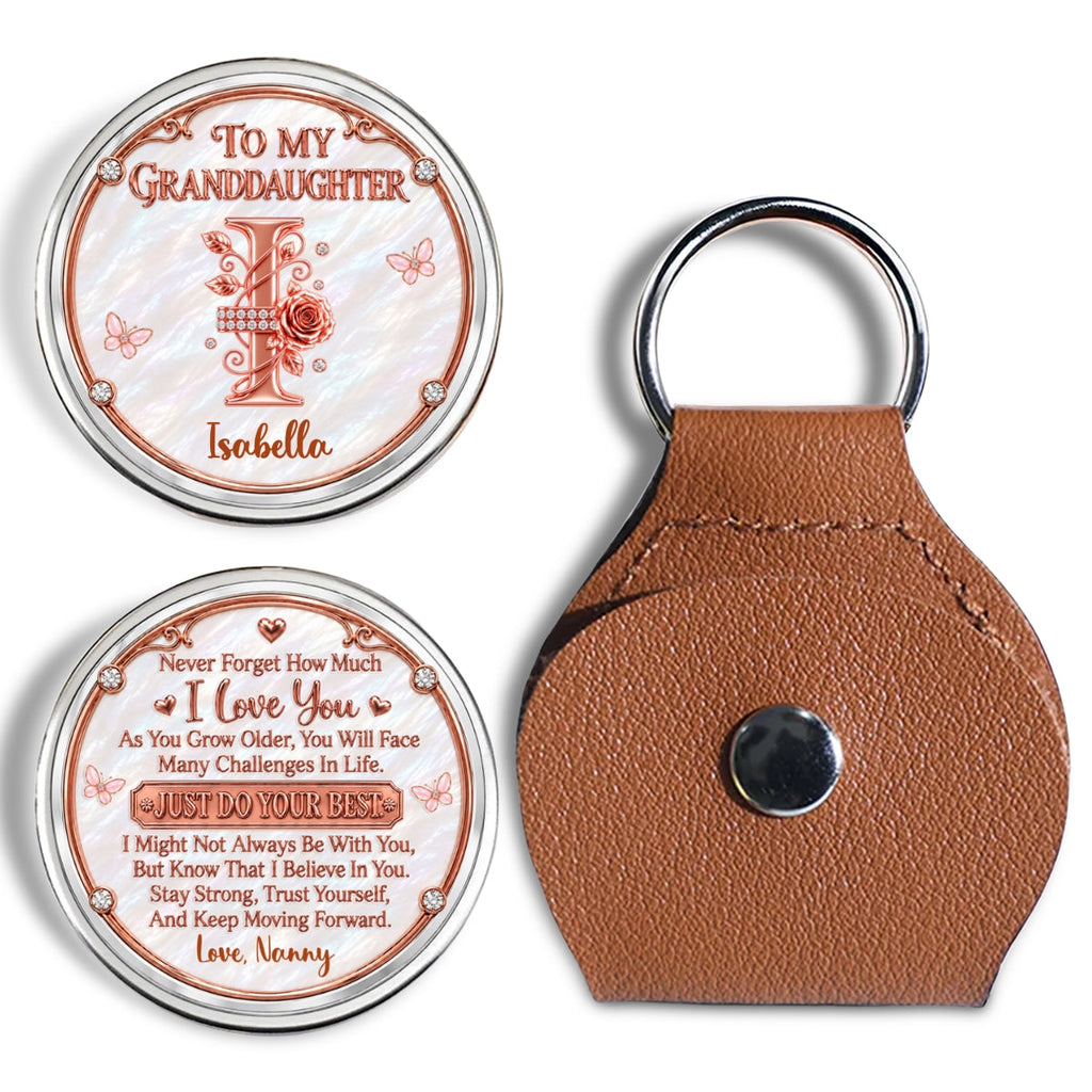 Custom Coin Keychain For Granddaughter Niece, Family Keepsake, • Strong At Heart - Personalized 3D Printing Pocket Hug