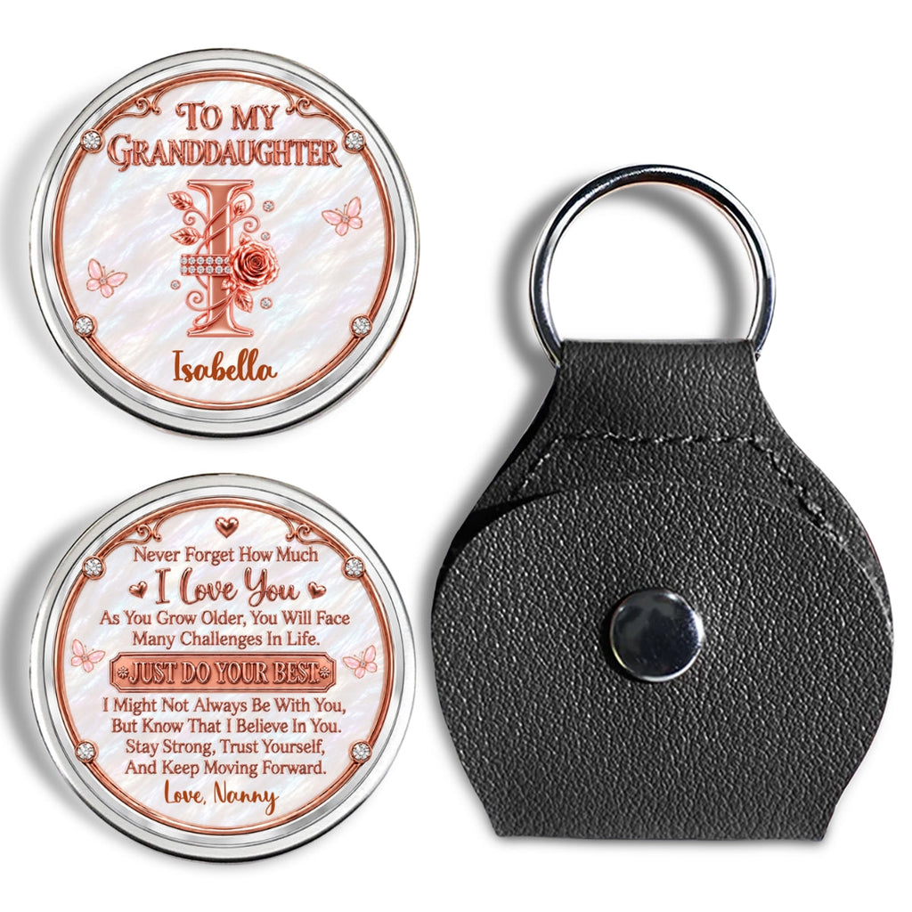 Custom Coin Keychain For Granddaughter Niece, Family Keepsake, • Strong At Heart - Personalized 3D Printing Pocket Hug