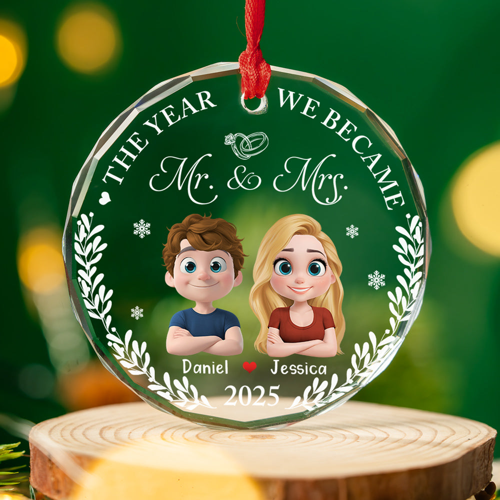 Custom Keepsake Christmas Ornament •  Save The Special Date - Personalized Glass Ornament