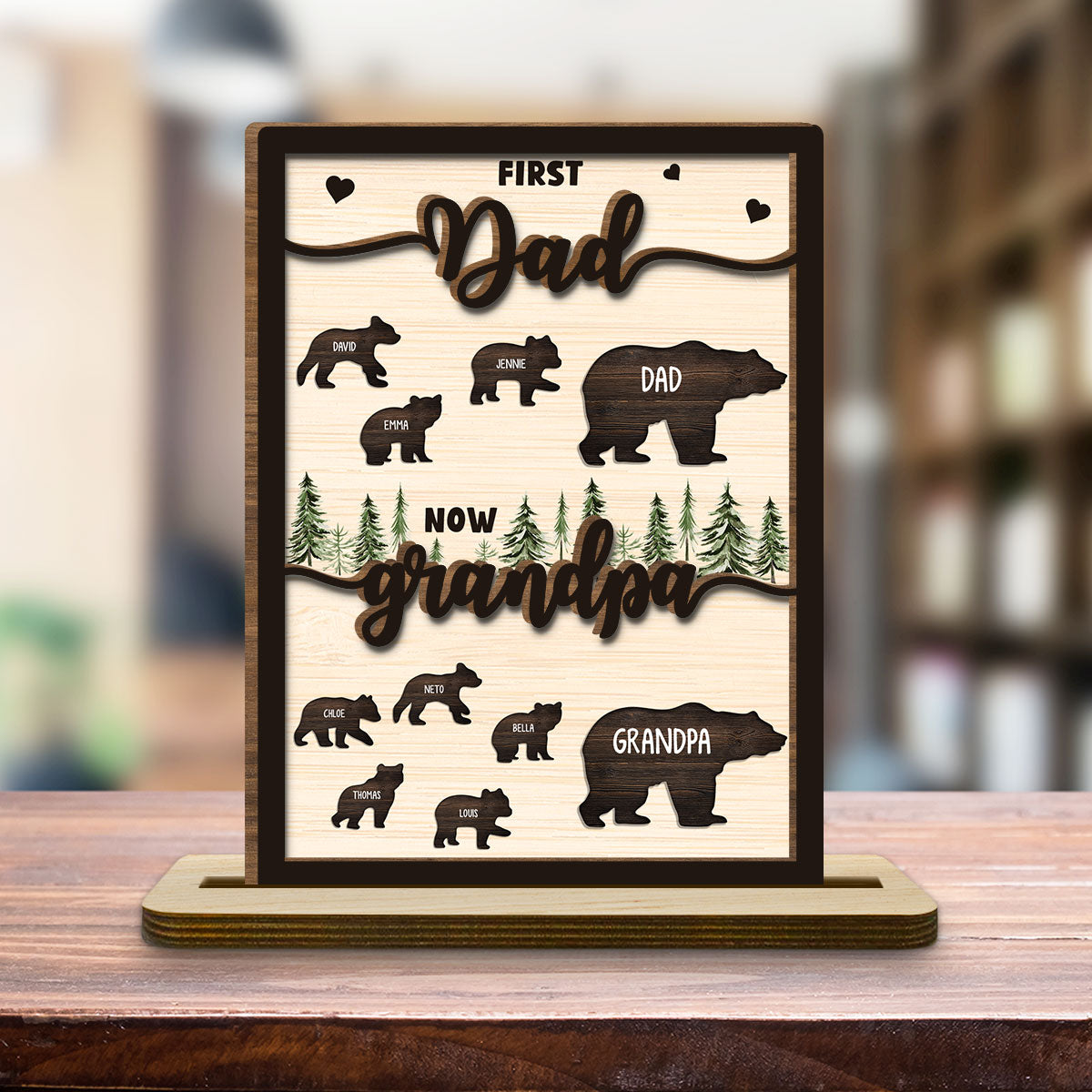 Custom Father's Day Decor, Gift for Dad & Grandpa • Was Dad Now Called Grandpa - Personalized 2-Layer Wood Plaque With Flat Base