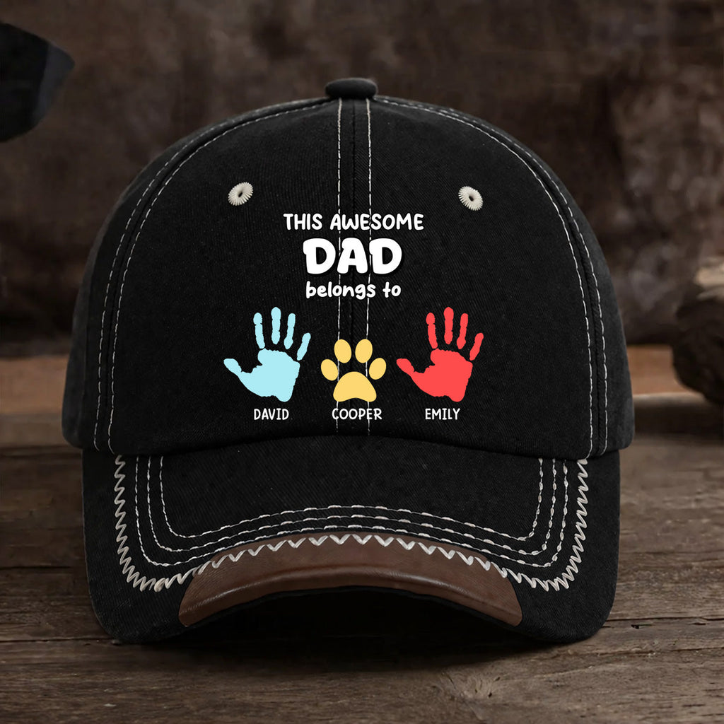 This Awesome Dad Grandpa Belongs To - Personalized Vintage Soft Baseball Cap