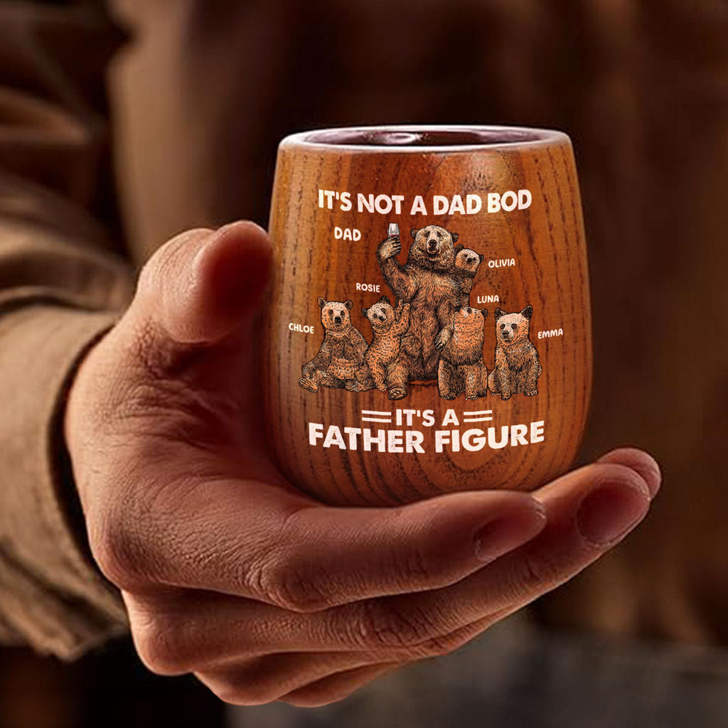 Bear Family Dad Bod - Personalized Wooden Whiskey Glass