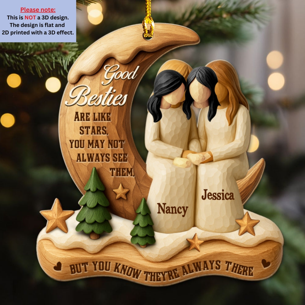 Custom Sister Christmas Ornament •  The Sister I Choose - Personalized 3D Effect Wood Ornament