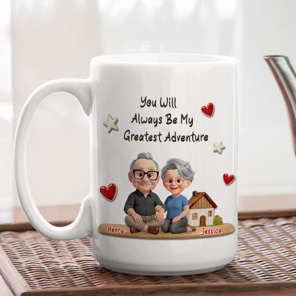 Custom Anniversary Keepsake Gifts For Couple • My Greatest Adventure - Personalized 3D Effect Mug