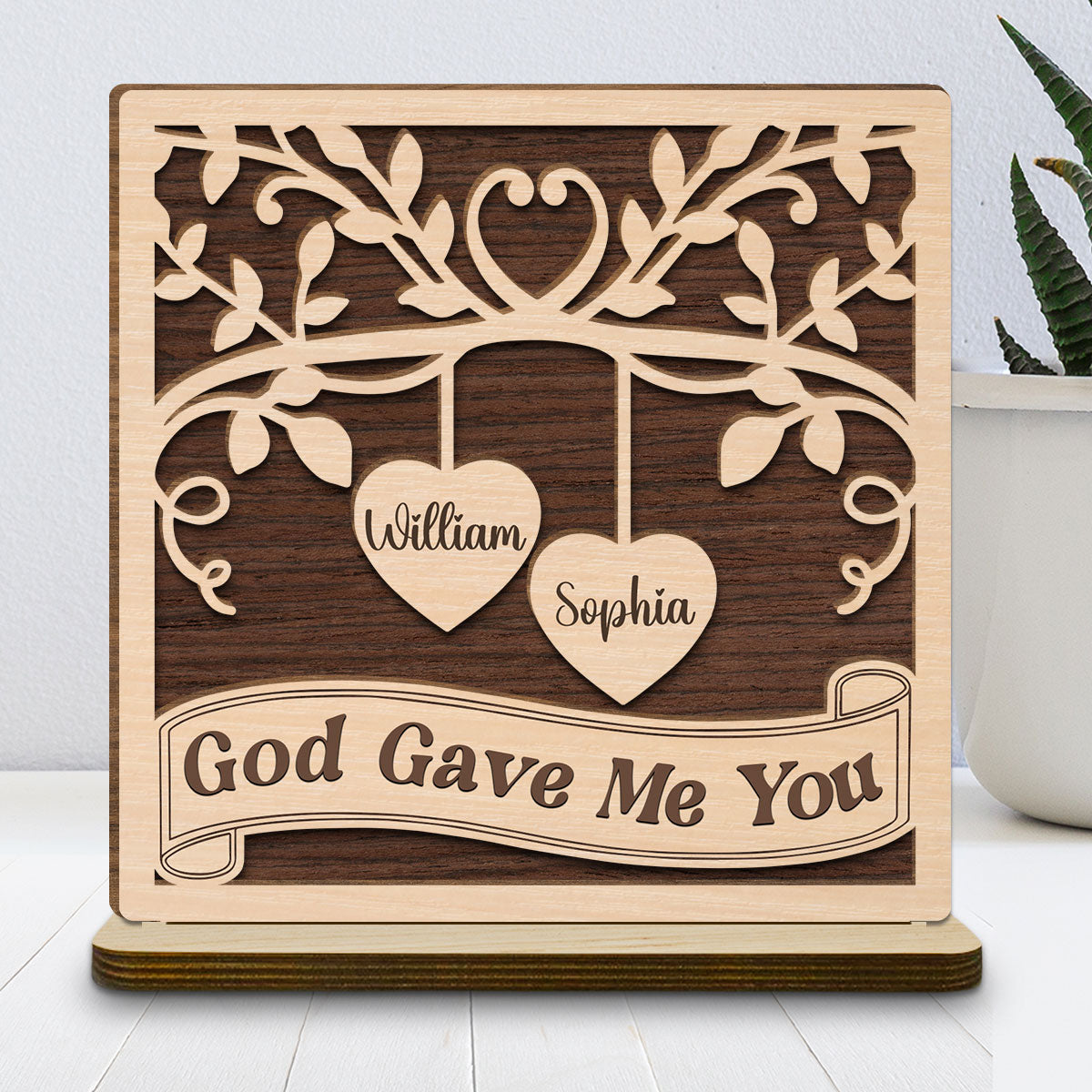 Custom Couple's Decor, Anniversary & Wedding Gift • Perfectly Imperfect Together - Personalized 2-Layer Wood Plaque With Flat Base