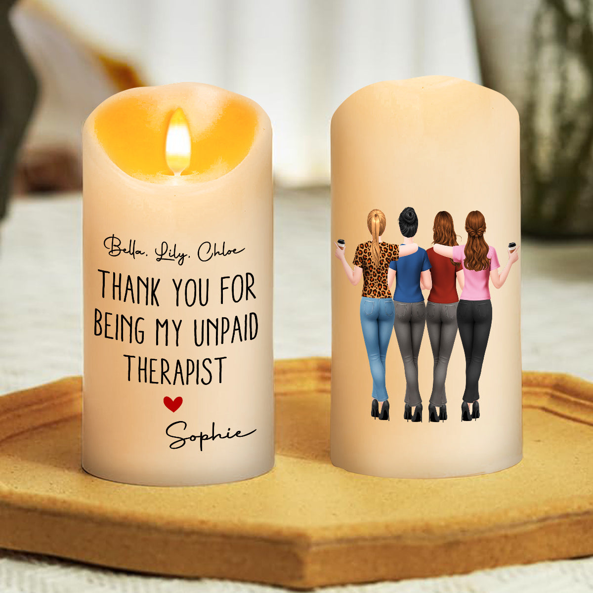 My Unpaid Therapist Gift For Coworkers Friends Sisters - Personalized LED Candle