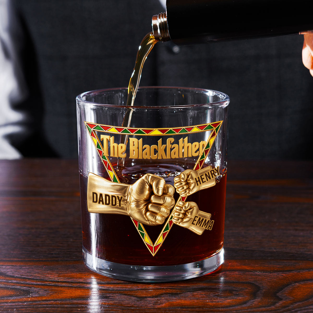 Custom Father's Day Birthday Gifts for Dad • The Blackfather Gold - Personalized Whiskey Glass