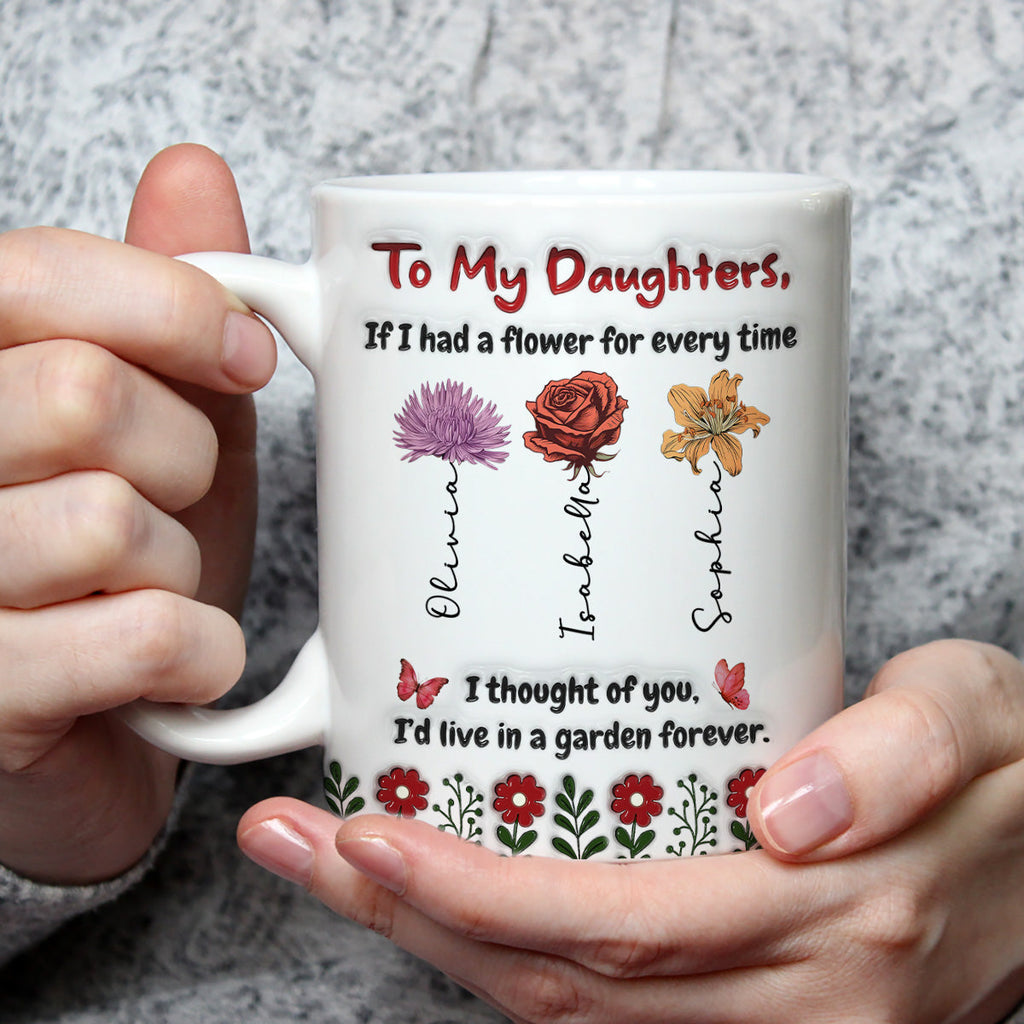 Custom Mother's Day Gift for Daughter • Life Is Sweeter With Daughters - Personalized 3D Inflated Effect Mug