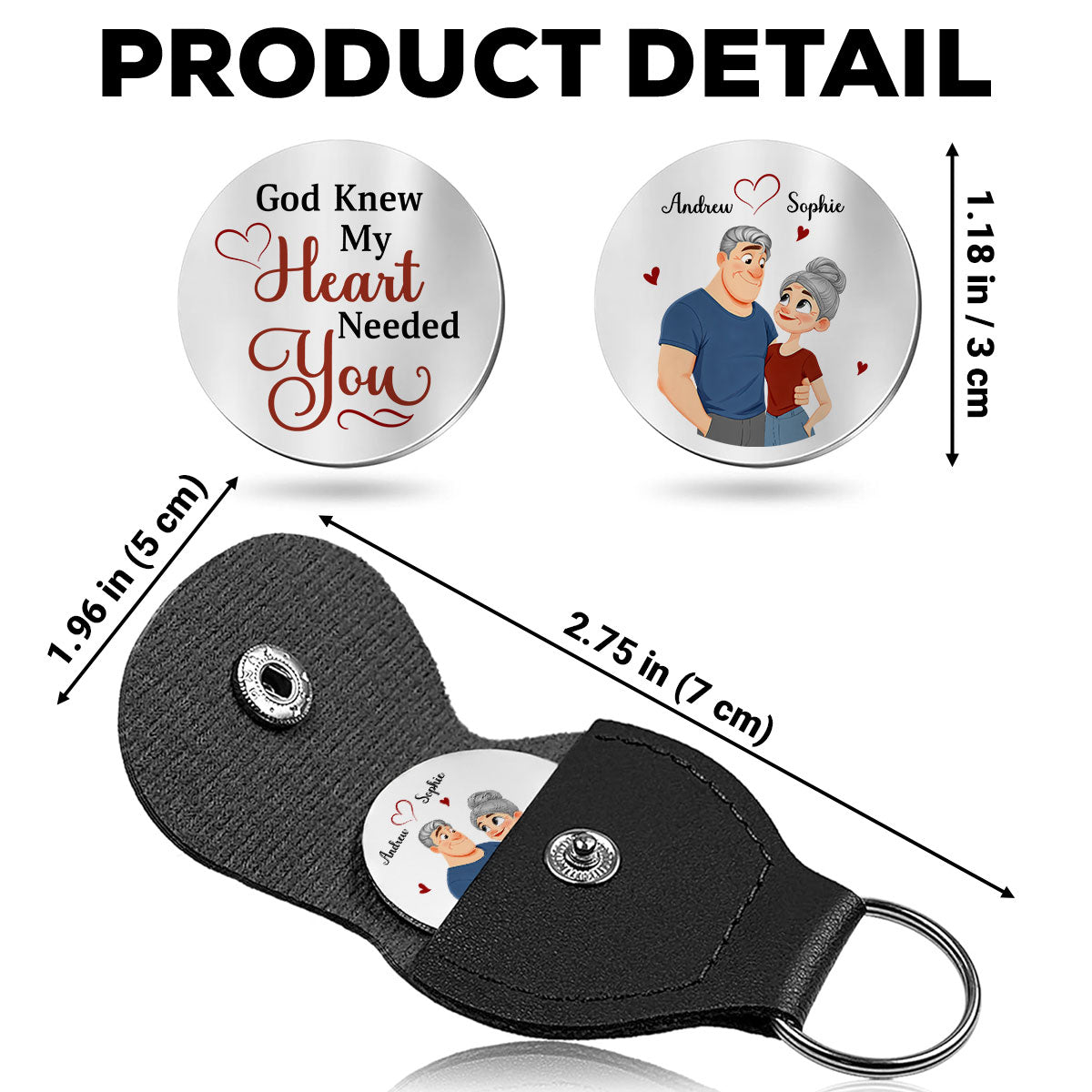 Custom Coin Keychain for Husband, Couple Anniversary Valentine's Day Gifts • My Heart Needs You - Personalized Pocket Hug