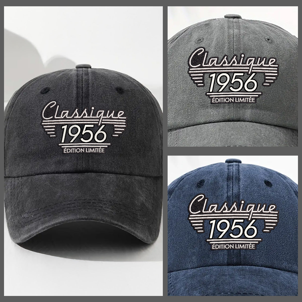 Custom Christmas Headwear Birthday Gifts for Dad, Grandpa • Édition Classique - Casquette En Denim Vintage Délavé Personnalisée