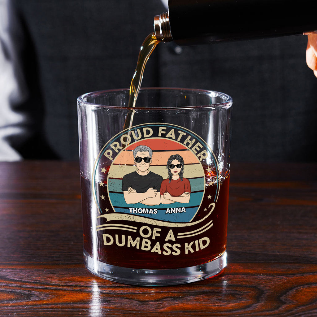 Custom Father's Day Birthday Gifts for Dad • Proud Father Of A Few Kids - Personalized Whiskey Glass