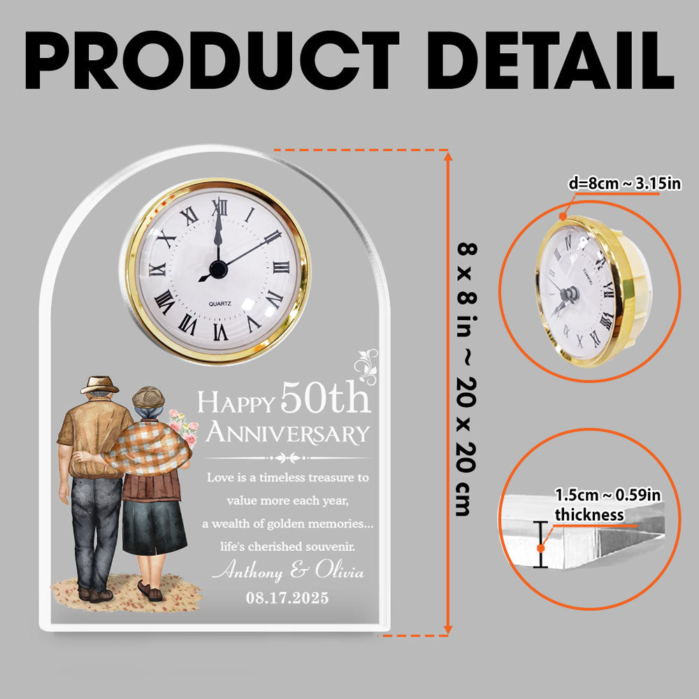 Custom Couple's Decor, Anniversary & Wedding Gift • Happy Anniversary - Personalized Acrylic Desk Clock Plaque