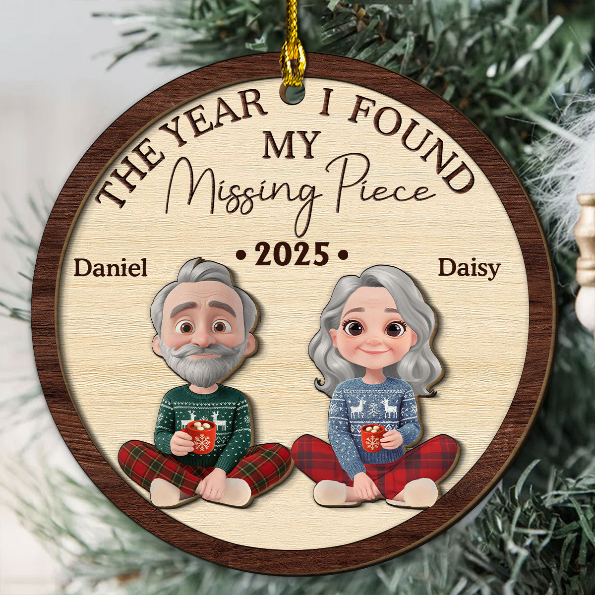 Custom Keepsake Christmas Ornament •  I Found My Love - Personalized Freeshape 2-Layered Wood Ornament