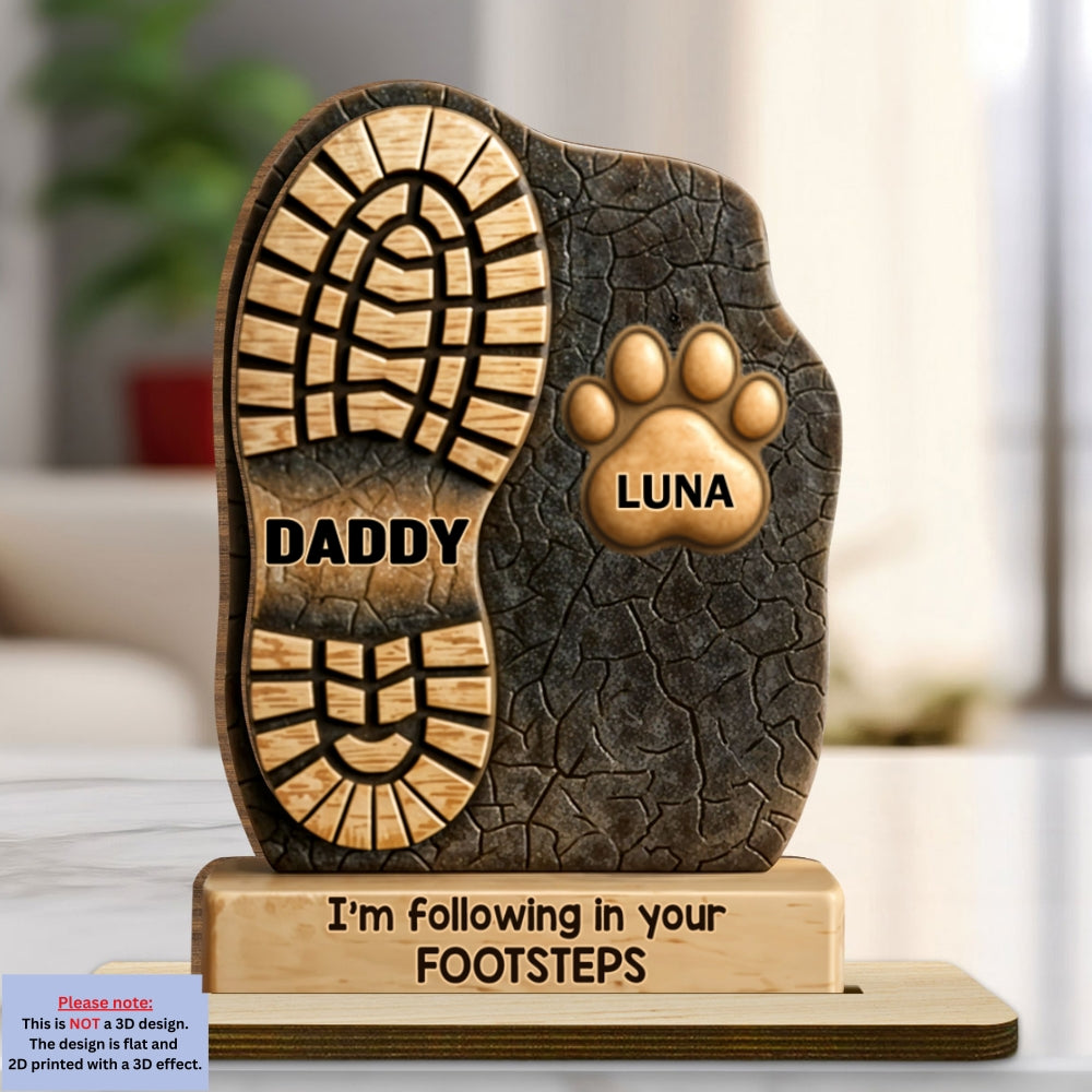 Custom Decor, Christmas Birthday Anniversary Gift Keepsake • Your Footsteps Led Our Way - Personalized 2-Layer Wood Plaque With Flat Base