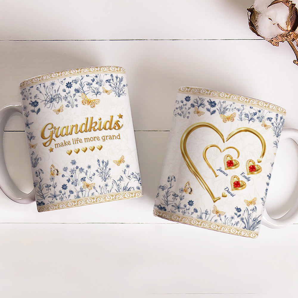 Custom Mother's Day Gift for Mom & Grandma • Grandkid Make Life More Grand - Personalized 3D Inflated Effect Mug