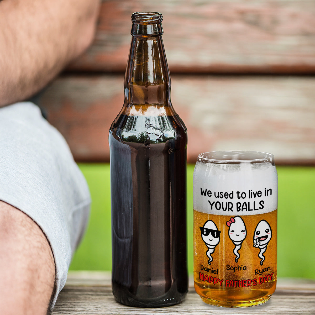 We Used To Live In Your Balls - Personalized Beer Can Glass