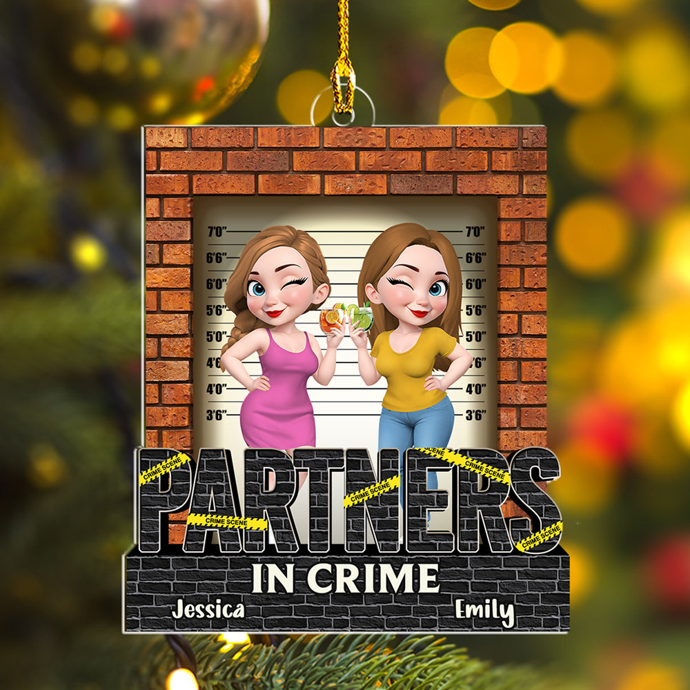 Custom Friendship Christmas Ornament, Best Friend Gift •  Partners In Crime - Personalized Acrylic Ornament