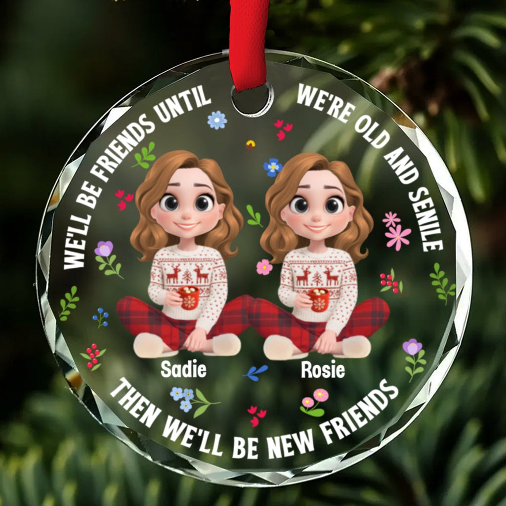 Custom Friendship Christmas Ornament, Best Friend Gift •  Best Besties Ever - Personalized Glass Ornament