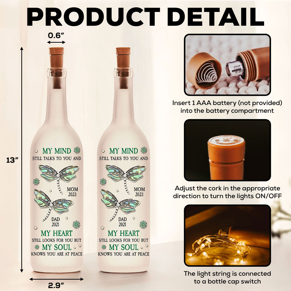 My Mind Still Talks To You - Personalized Bottle Lamp