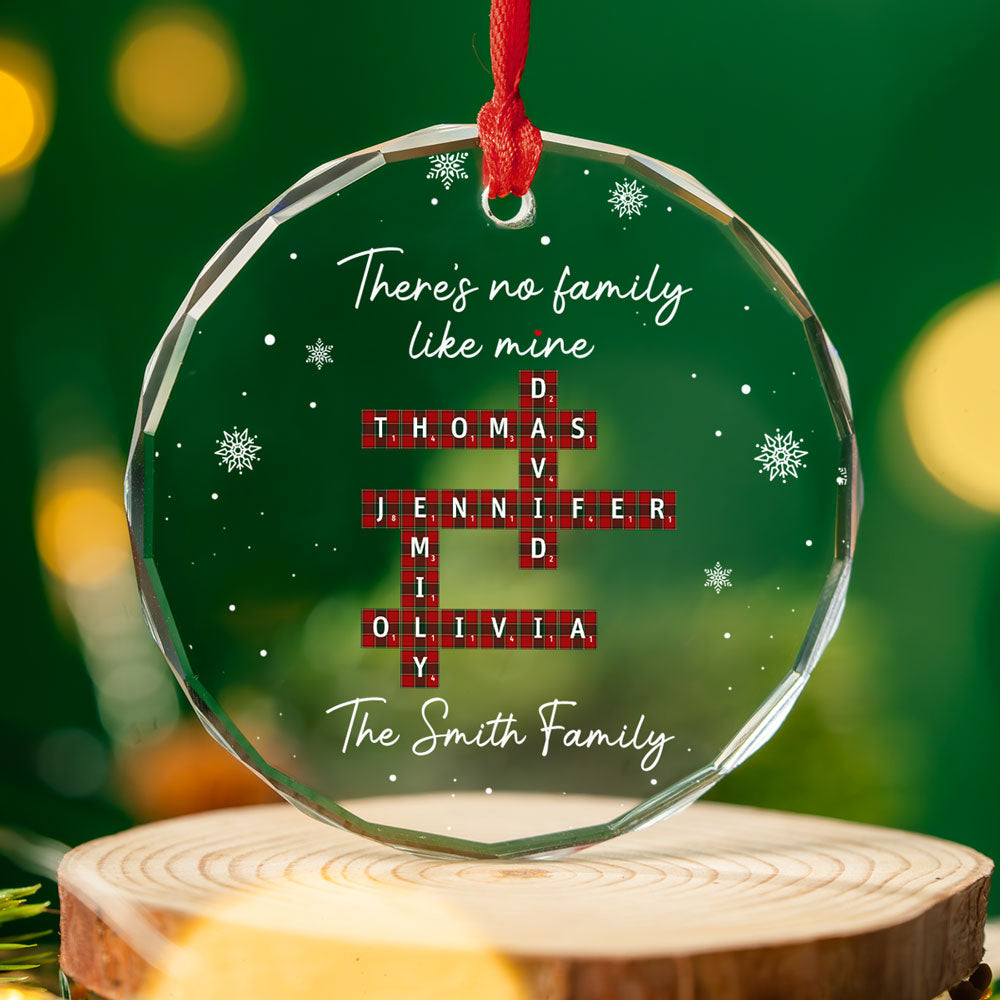 Custom Family Ornament, Christmas Gift for Family Members •  Our Family Crossword - Personalized Glass Ornament