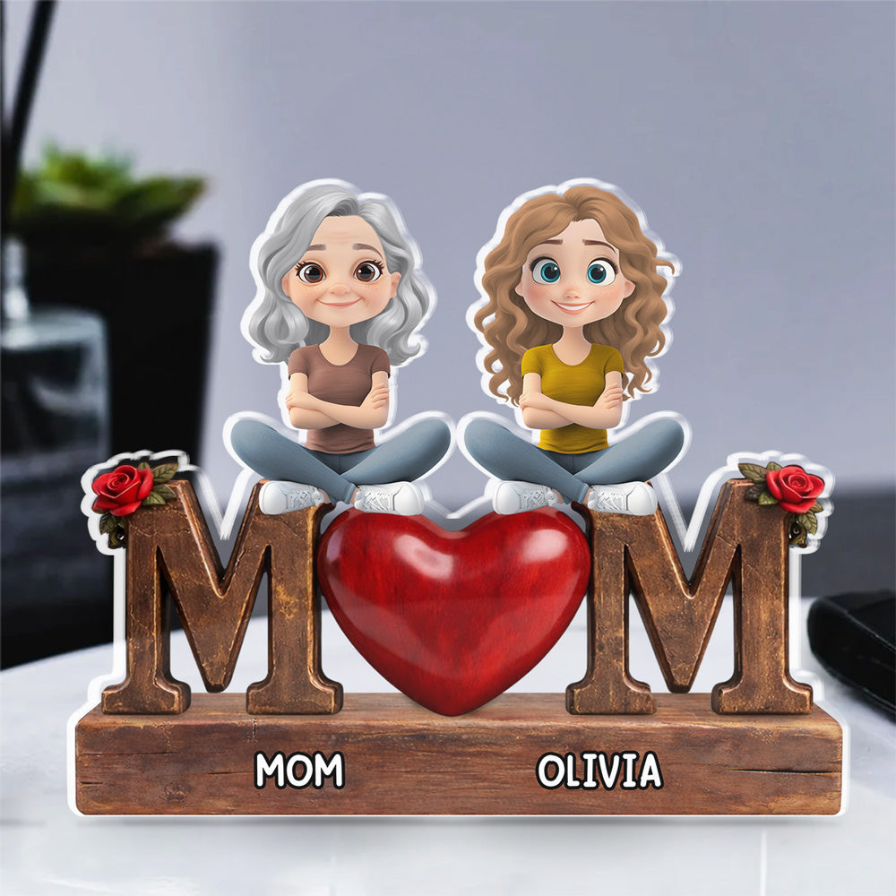 Custom Mother's Day Decor, Gift for Mom & Grandma • Safe in Mom Arms - Personalized Acrylic Plaque