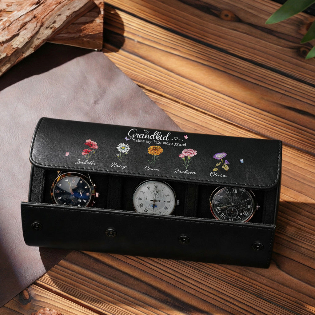 My Grandkids Make My Life More Grand - Personalized Leather Watch Case