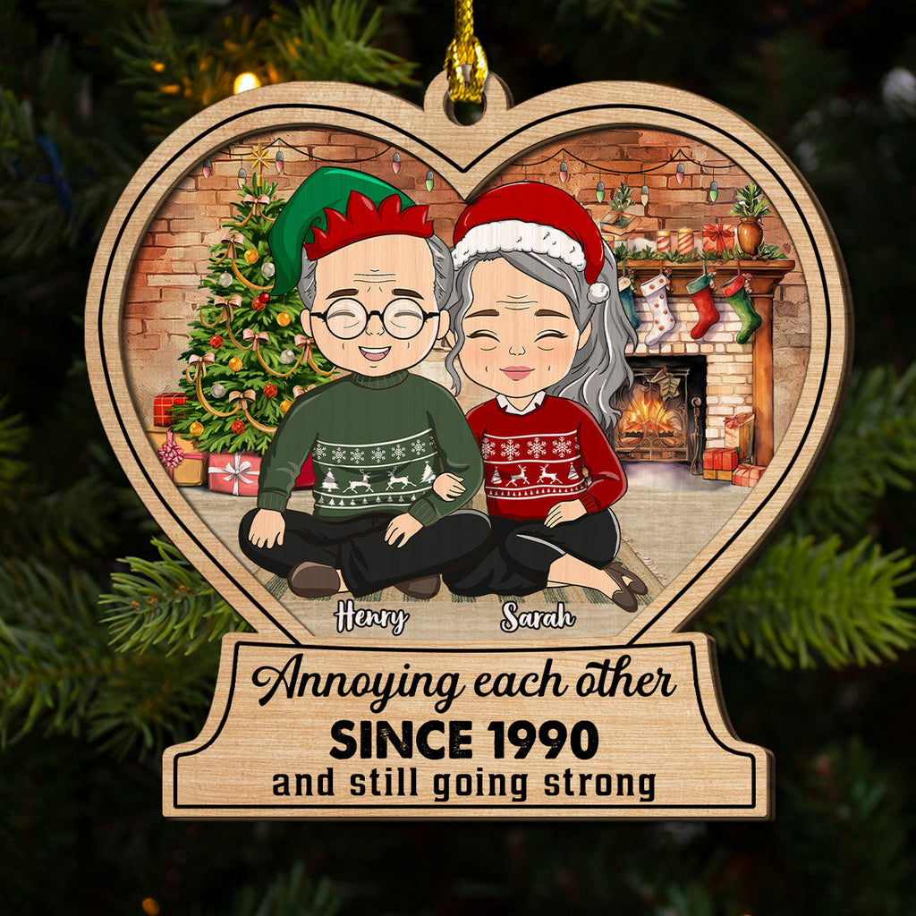 Custom Couple Christmas Ornament, Anniversary Gift •  Annoying Each Other And Still Going Strong - Personalized 2-Layered Wood Ornament