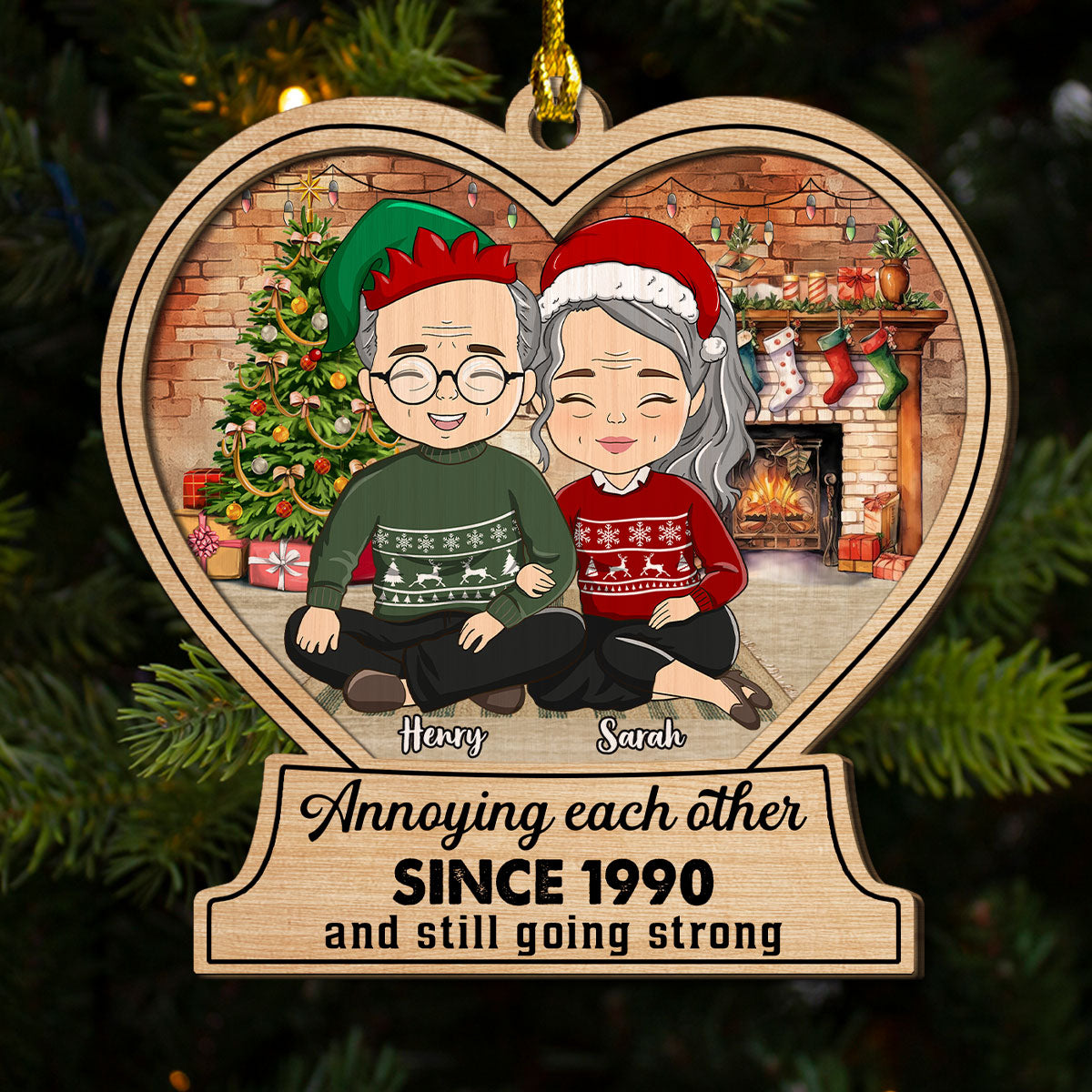 Custom Couple Christmas Ornament, Anniversary Gift •  Annoying Each Other And Still Going Strong - Personalized 2-Layered Wood Ornament