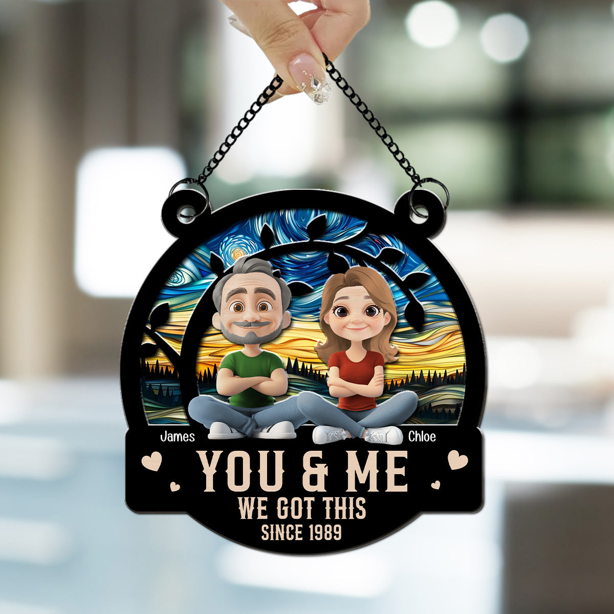 Custom Couple Hanging Decor, Anniversary Valentine's Day Gifts • Together Forever - Personalized Suncatcher