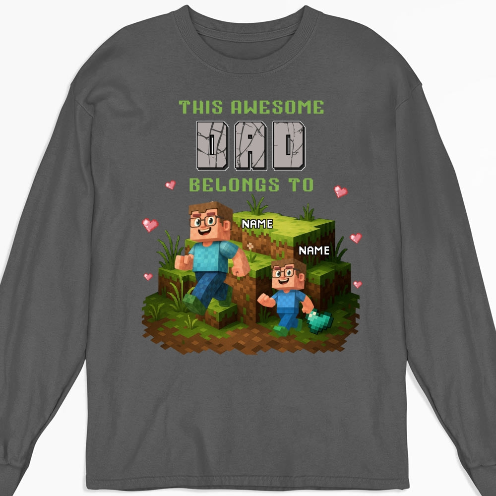 Custom Father's Day, Special Gift for Dad & Grandpa • Dad Blocky Quest - Personalized Shirt