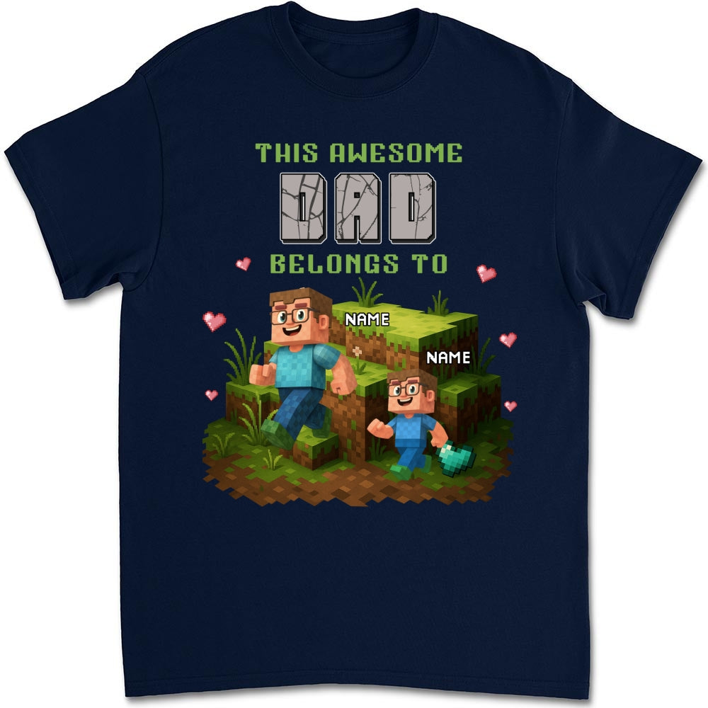 Custom Father's Day, Special Gift for Dad & Grandpa • Dad Blocky Quest - Personalized Shirt