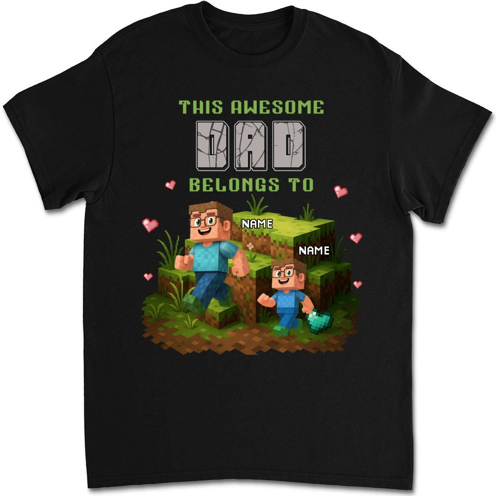 Custom Father's Day, Special Gift for Dad & Grandpa • Dad Blocky Quest - Personalized Shirt
