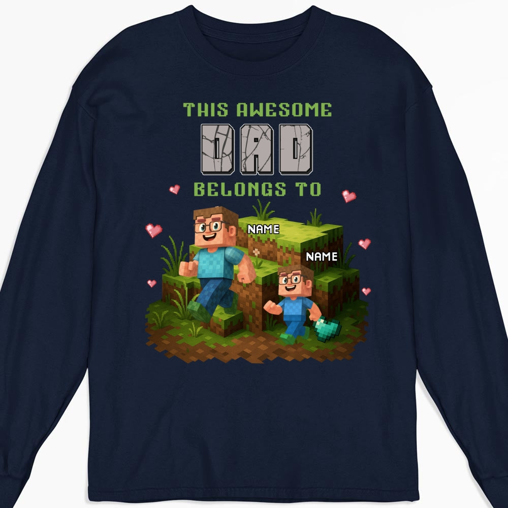 Custom Father's Day, Special Gift for Dad & Grandpa • Dad Blocky Quest - Personalized Shirt