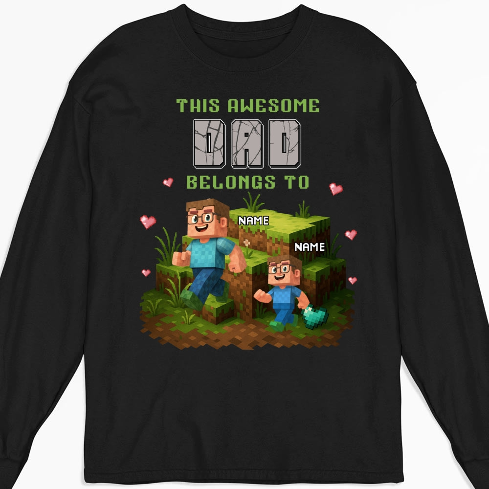 Custom Father's Day, Special Gift for Dad & Grandpa • Dad Blocky Quest - Personalized Shirt