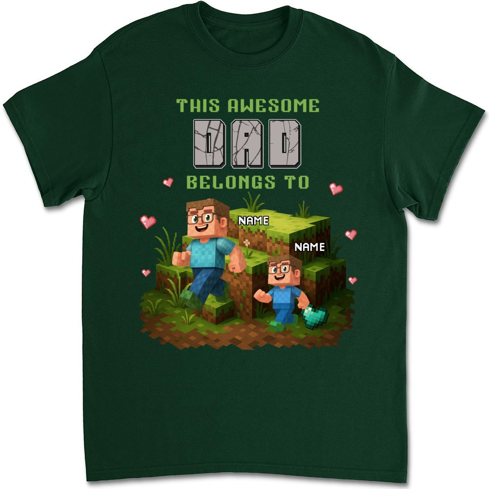 Custom Father's Day, Special Gift for Dad & Grandpa • Dad Blocky Quest - Personalized Shirt