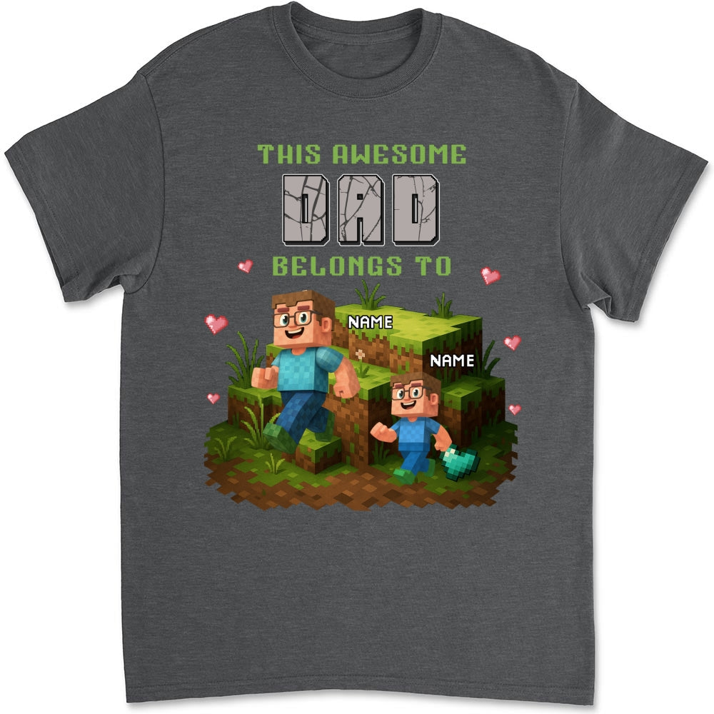 Custom Father's Day, Special Gift for Dad & Grandpa • Dad Blocky Quest - Personalized Shirt