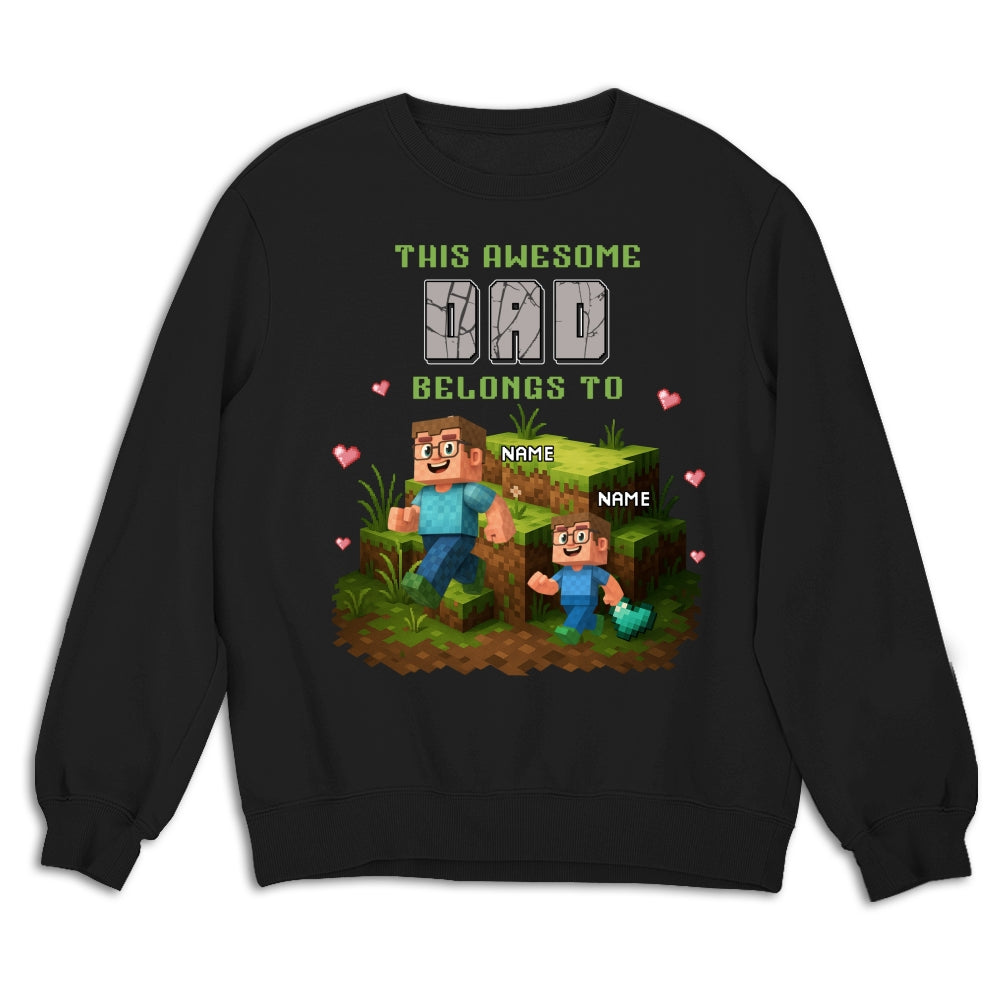 Custom Father's Day, Special Gift for Dad & Grandpa • Dad Blocky Quest - Personalized Shirt