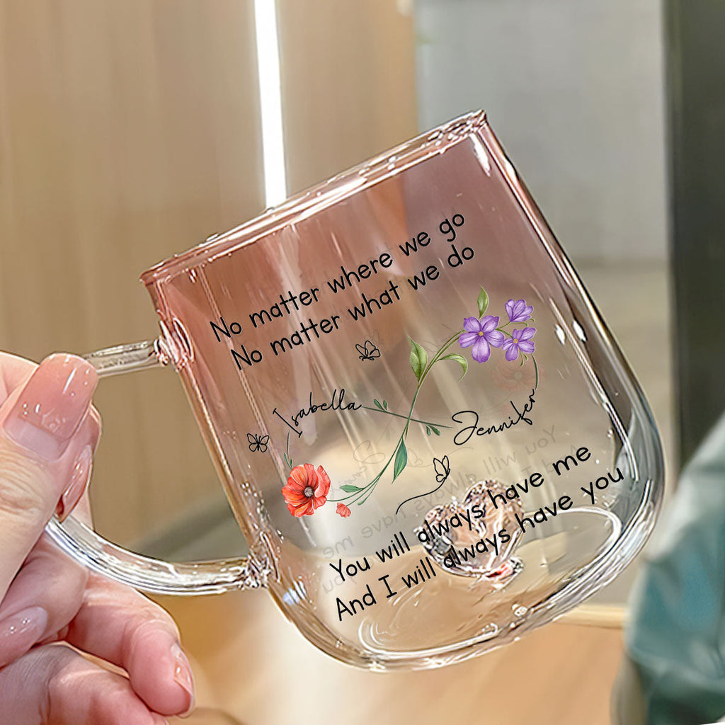 Custom Best Friend, Christmas & Birthday Friendship Keepsake Gift • Bestie Always Beside You - Personalized Pink Gradient Glass Mug