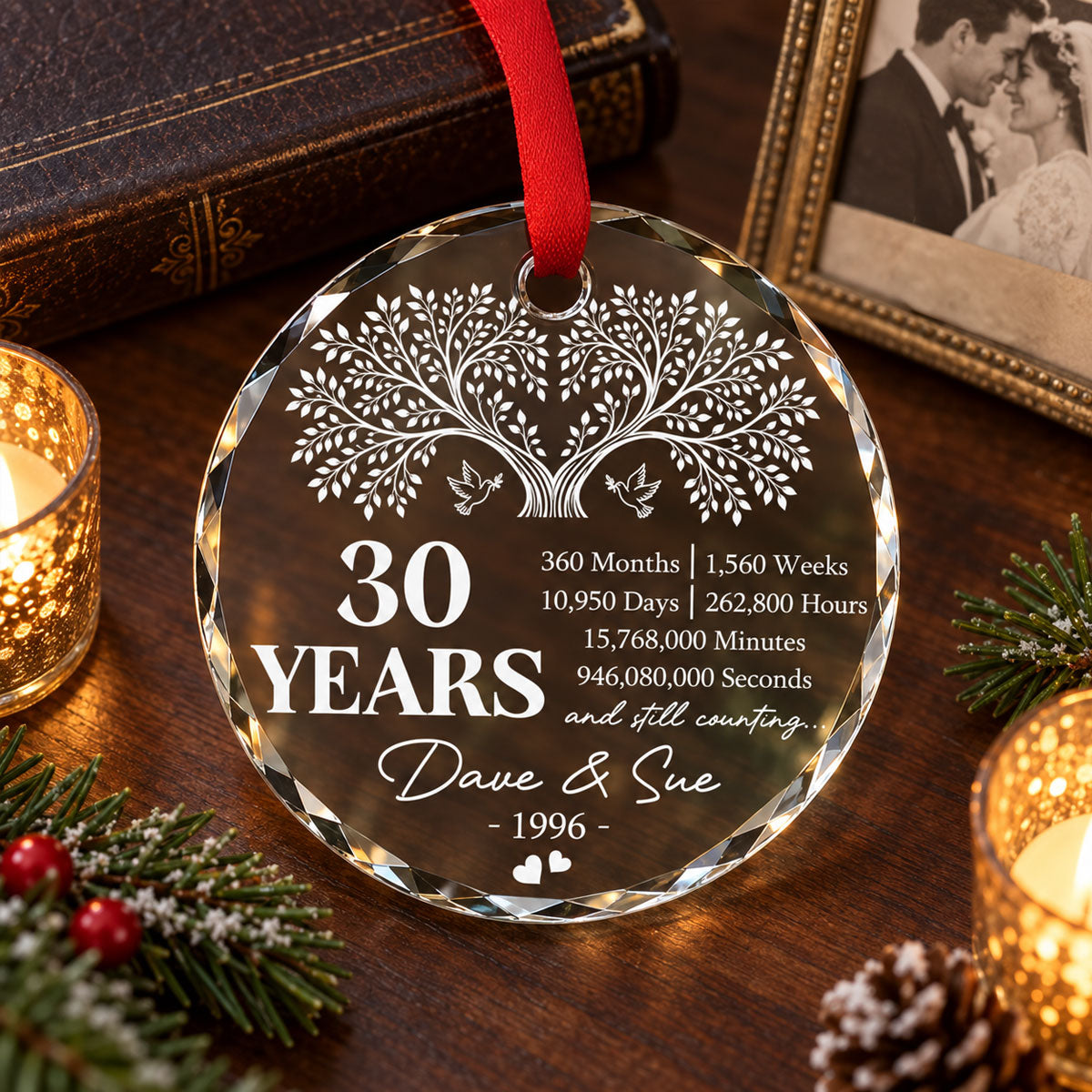Custom Keepsake Christmas Ornament •  Years Of Love - Personalized Glass Ornament