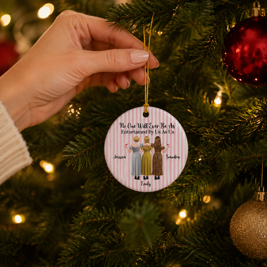 Custom Friendship Christmas Ornament, Best Friend Gift •  Entertained By Us - Personalized Ceramic Ornament