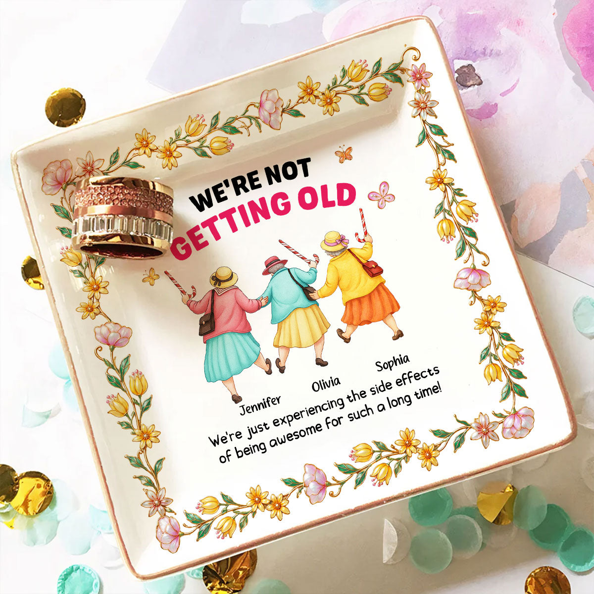 Custom Bestie Trinket Dish, Birthday Christmas Gift For Best Friend • Me And Besties - Personalized Jewelry Dish